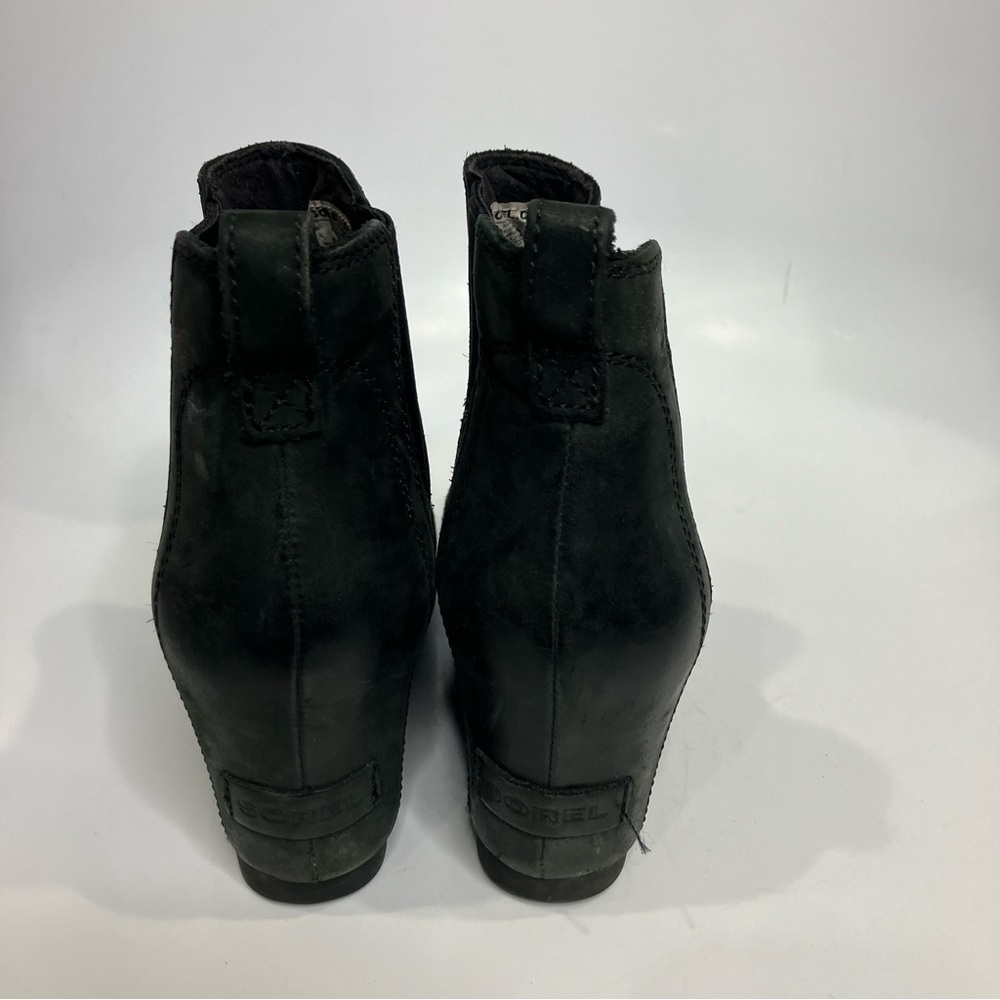 Sorel Black Leather Ankle Wedge Boot - Picture 4 of 9